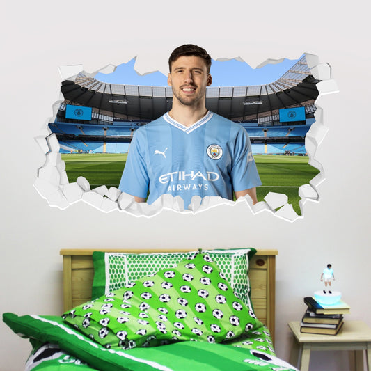 Manchester City Football Club - Ruben Dias 23/24 Broken Wall Sticker + Bonus Decal Set