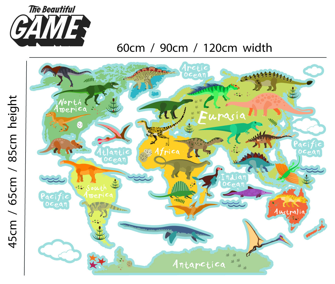 Dinosaur Wall Sticker World Map