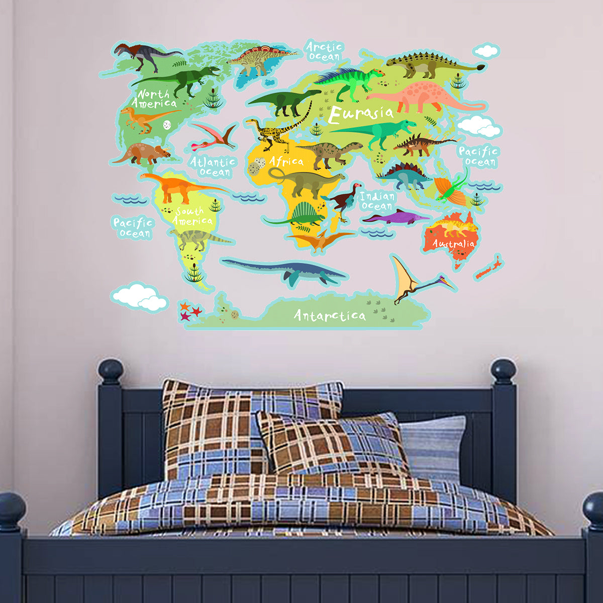 Dinosaur Wall Sticker World Map