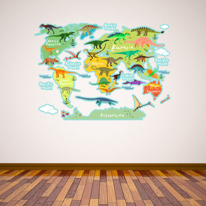 Dinosaur Wall Sticker World Map