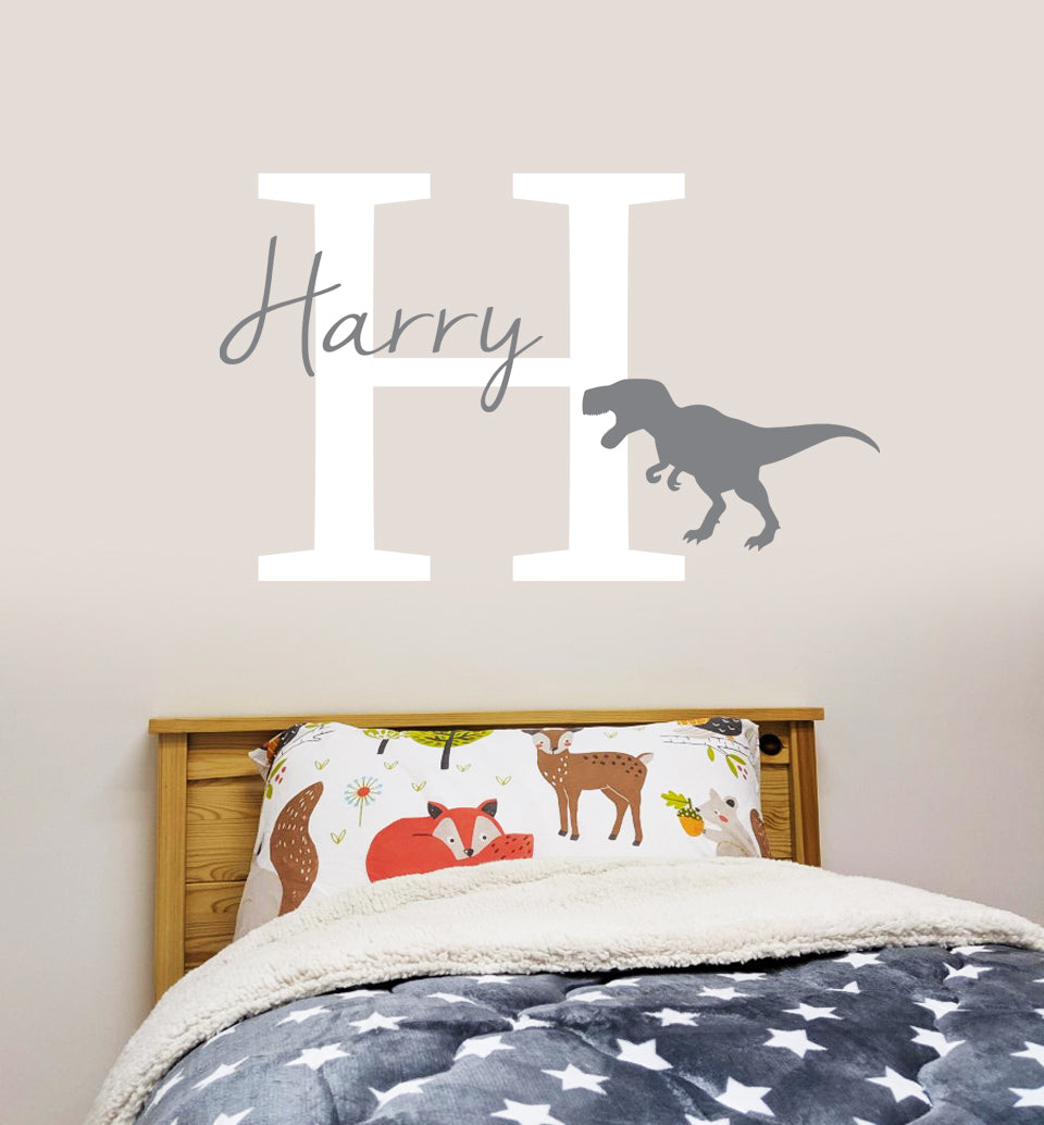 Dinosaur Wall Sticker Personalised Name and Letter