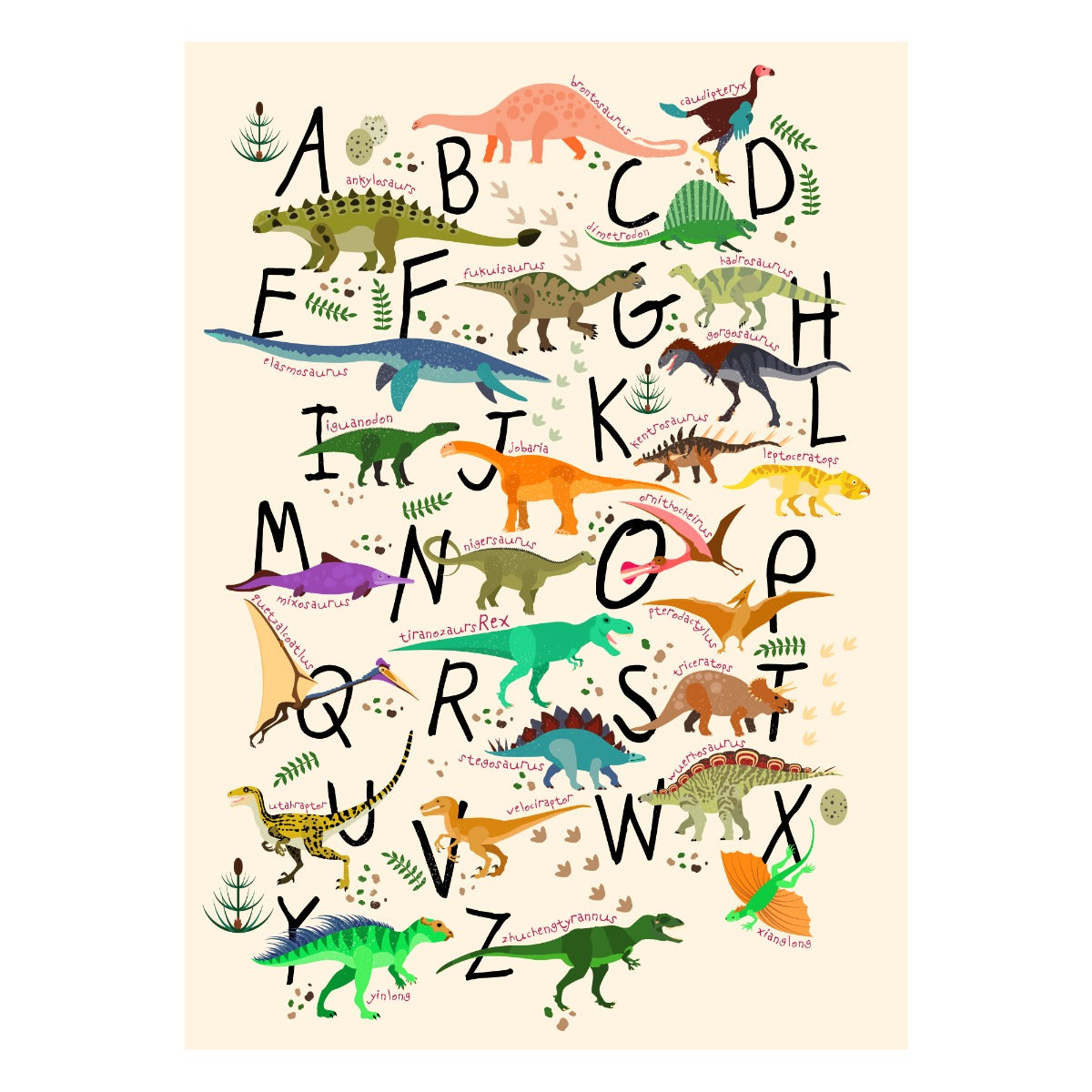 Dinosaur Wall Sticker - Dinosaur Alphabet Graphic