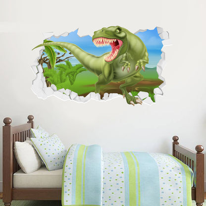 Dinosaur Wall Sticker Dino Stepping Out Broken Wall