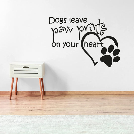 Dogs Leave Paw Prints On Your Heart Wall Sticker
