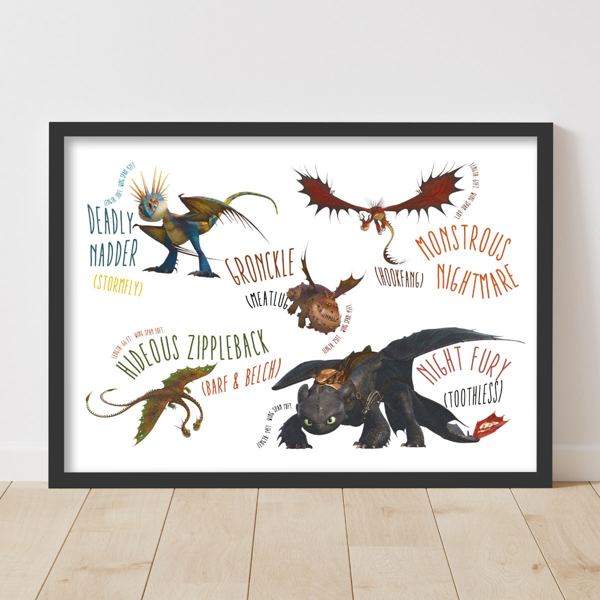 How To Train Your Dragon Print - Dragons and Info Poster Wall Art