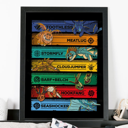 How To Train Your Dragon Print - Dragons and Names Colour List Print