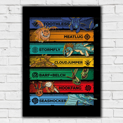 How To Train Your Dragon Print - Dragons and Names Colour List Print
