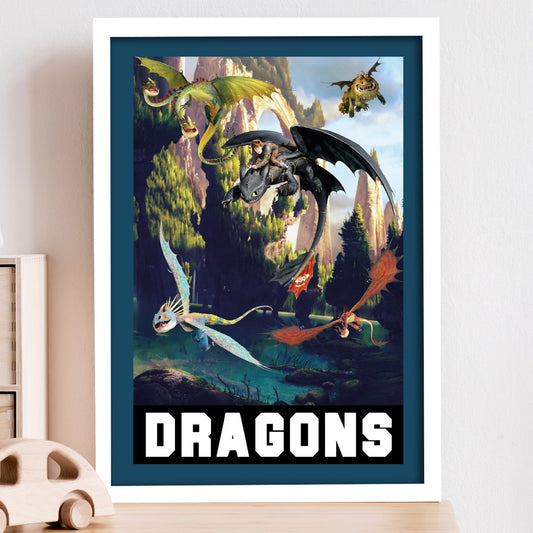 How To Train Your Dragon Print - Dragons Flying in Group Print