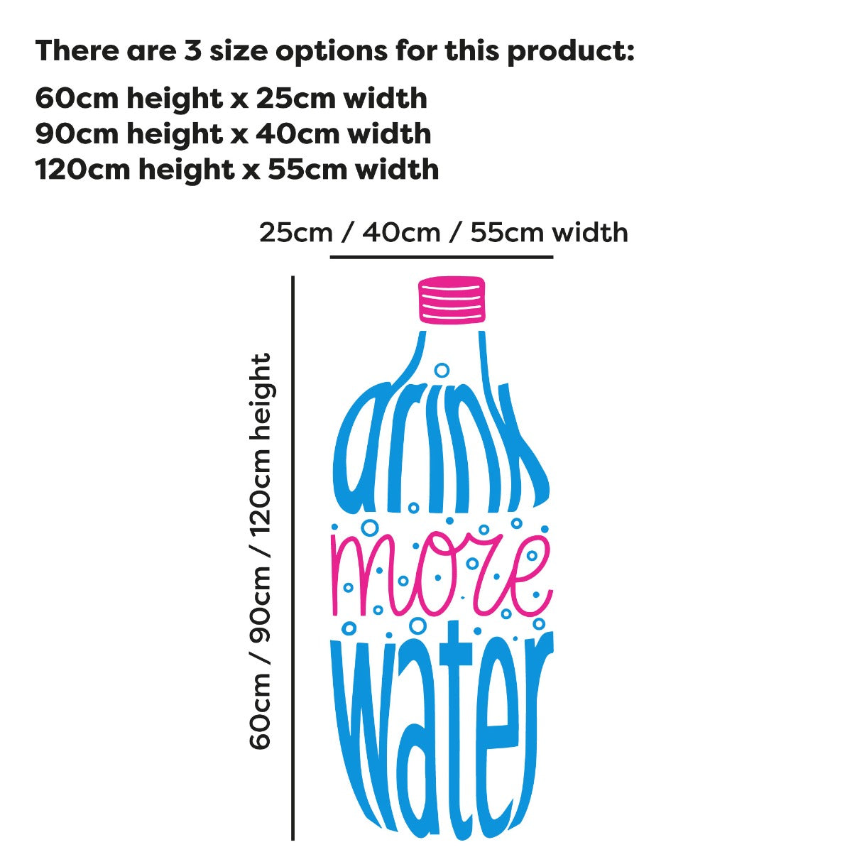 Gym Wall Sticker - Drink More Water Handwritten Bottle