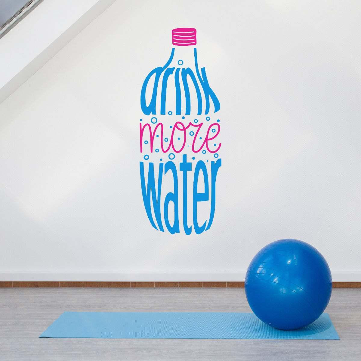 Gym Wall Sticker - Drink More Water Handwritten Bottle