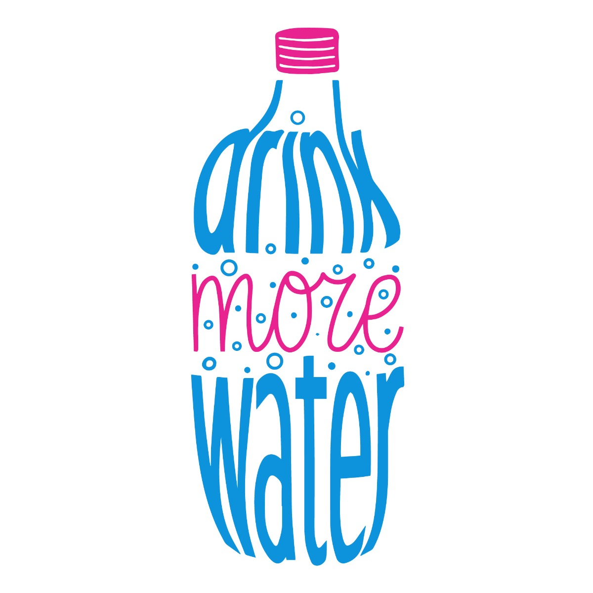 Gym Wall Sticker - Drink More Water Handwritten Bottle