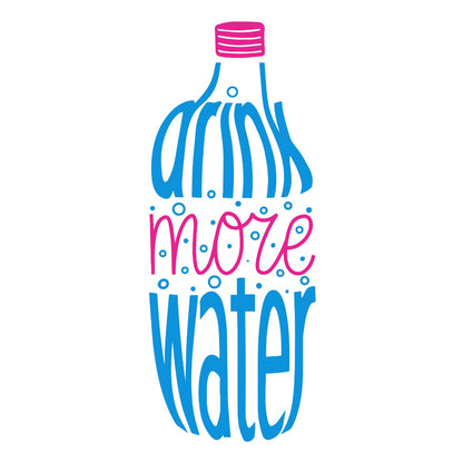 Gym Wall Sticker - Drink More Water Handwritten Bottle