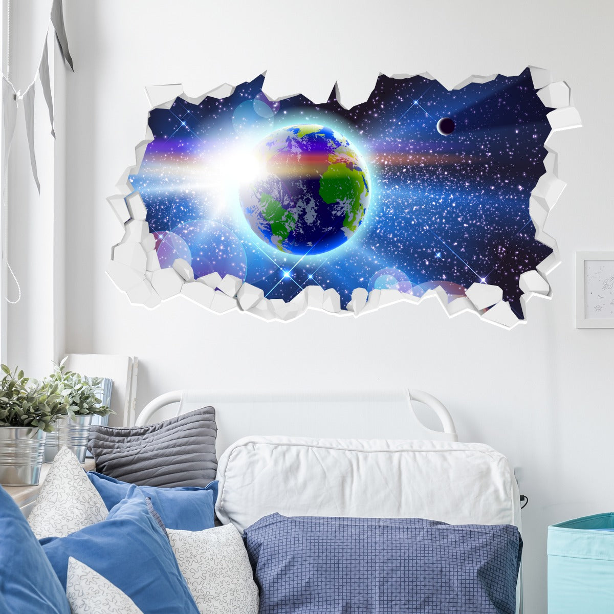 Space Wall Sticker - Earth in Space Broken Wall