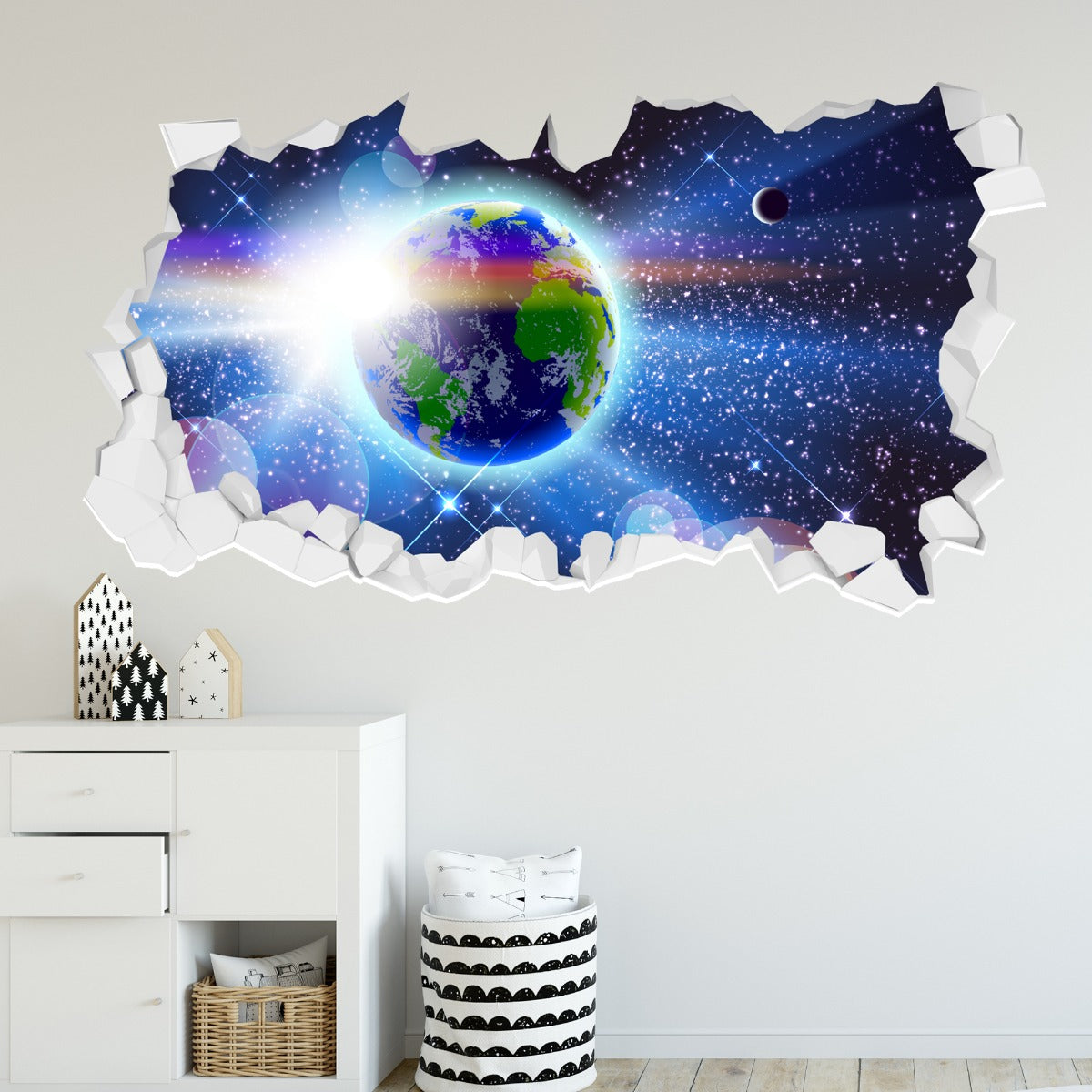 Space Wall Sticker - Earth in Space Broken Wall