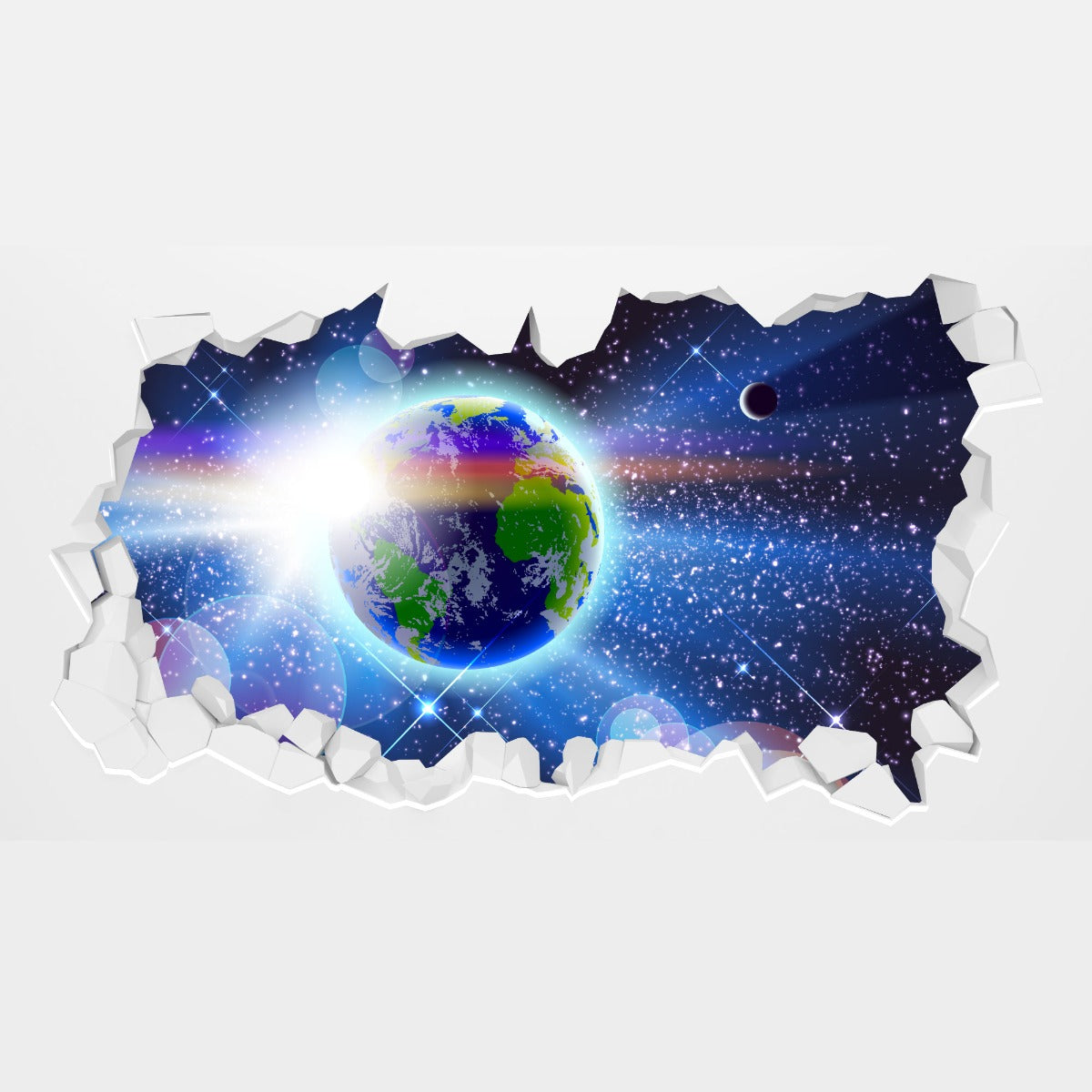 Space Wall Sticker - Earth in Space Broken Wall
