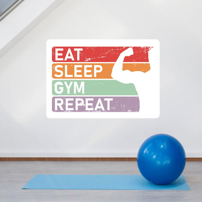 Gym Wall Sticker - Eat Sleep Gym Repeat Rainbow
