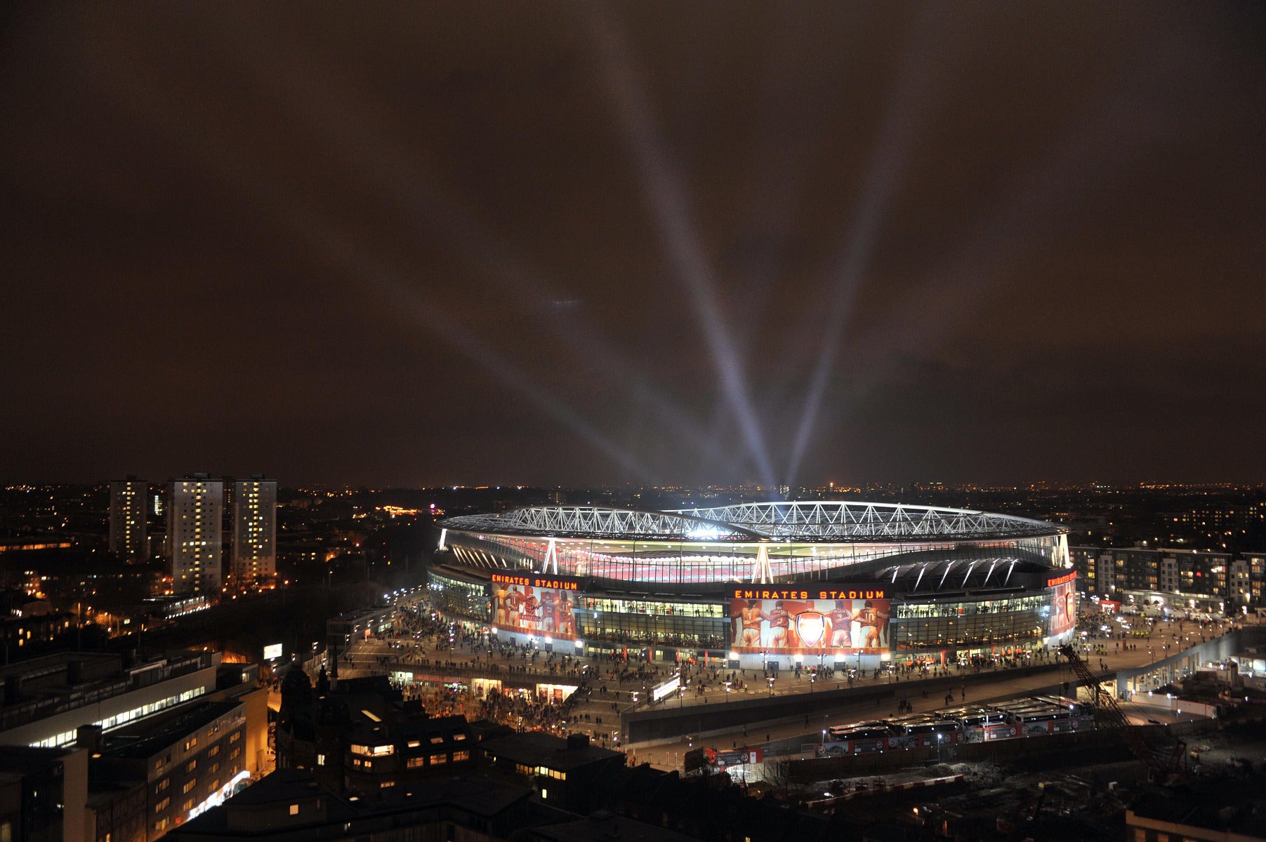 Arsenal Emirates Stadium Full Wall Mural Outside Night Time View With Lights