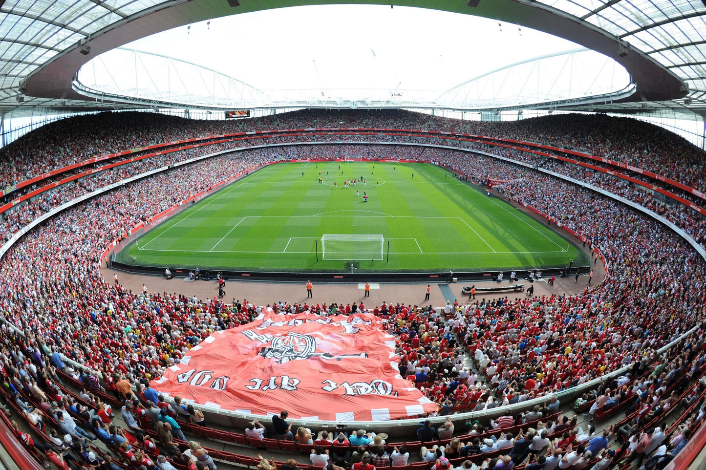 Arsenal Emirates Stadium Full Wall Mural Day Time Match Behind The Goals View