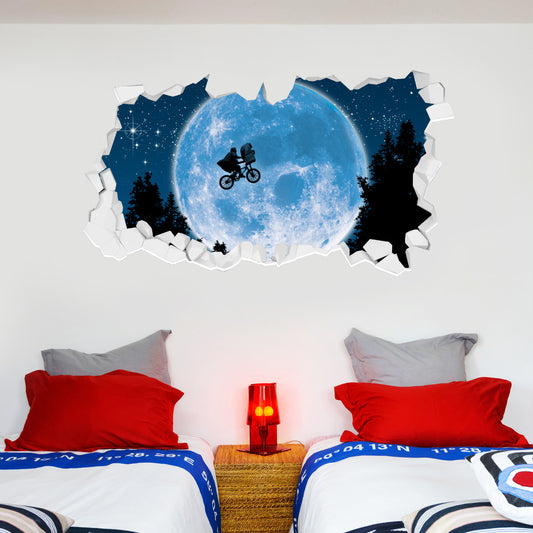 ET the Extra-Terrestrial Wall Sticker Moon Bicycle Broken Wall