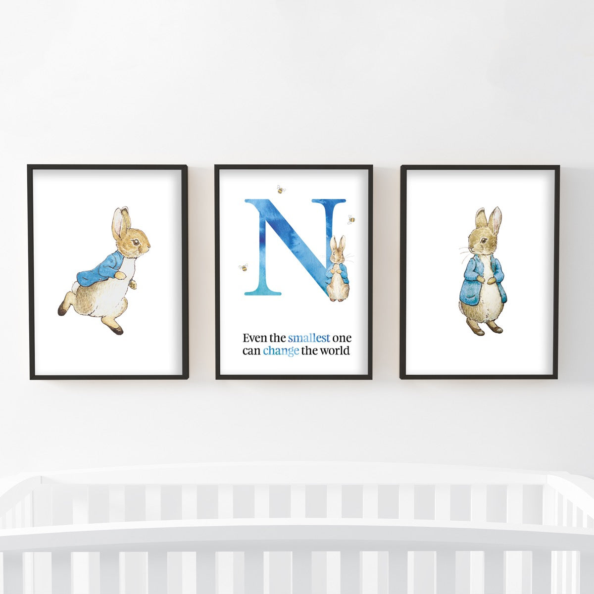 Peter Rabbit Print - Even The Smallest Blue Personalised Letter Set of 3 Prints