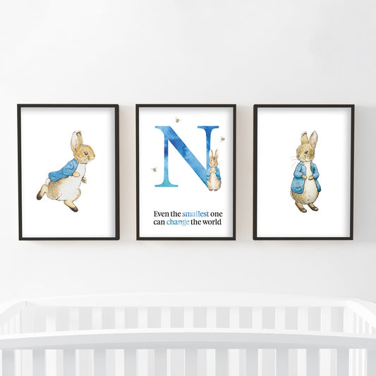 Peter Rabbit Print - Even The Smallest Blue Personalised Letter Set of 3 Prints