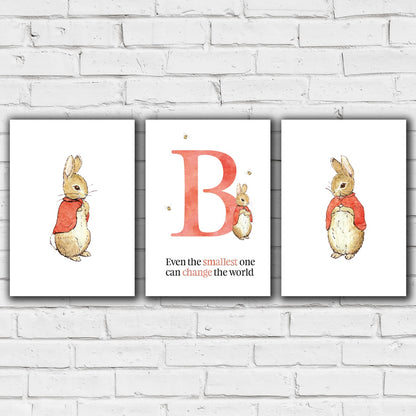 Peter Rabbit Print - Even The Smallest Red Personalised Letter Set of 3 Prints