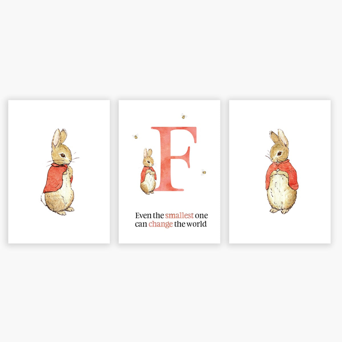Peter Rabbit Print - Even The Smallest Red Personalised Letter Set of 3 Prints