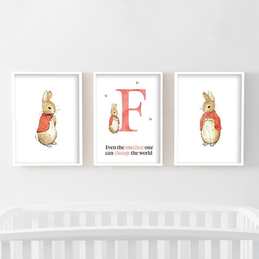 Peter Rabbit Print - Even The Smallest Red Personalised Letter Set of 3 Prints