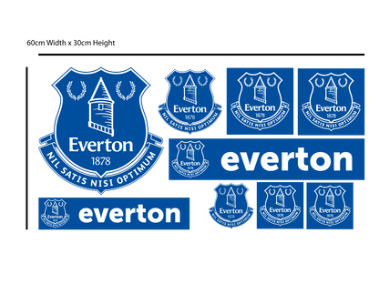 Everton Football Club - Personalised Name & Crest + Toffees Wall Sticker Set