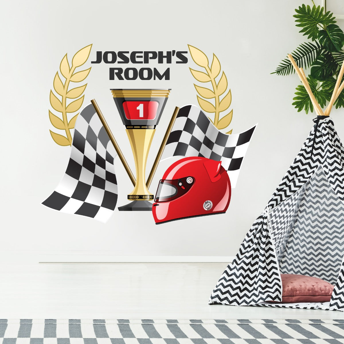 First Place Racing Sticker F1 Wall Sticker - Racing Champion Personalised Name โ www.themed.co.uk