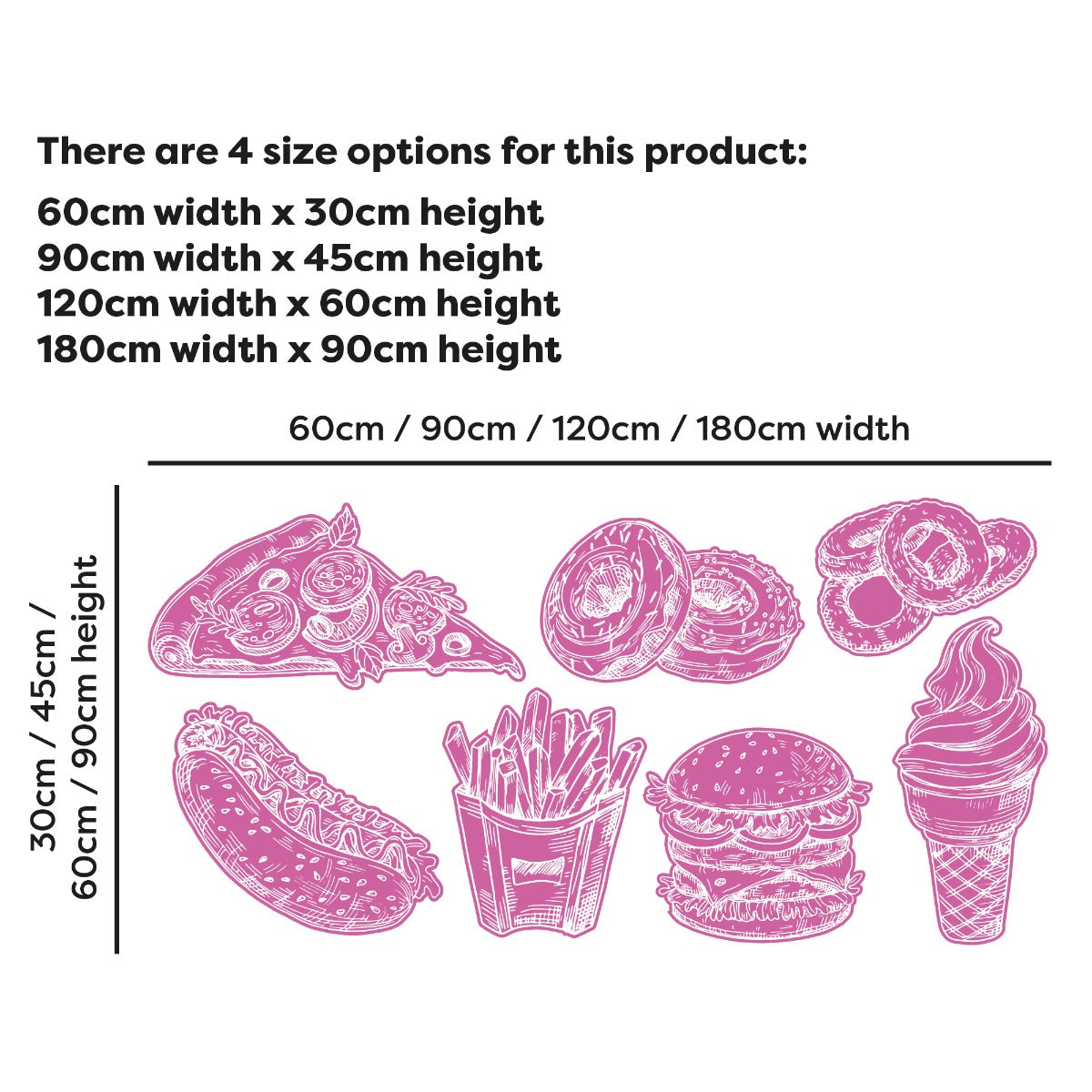 Kitchen Wall Sticker - Fast Food Sketches