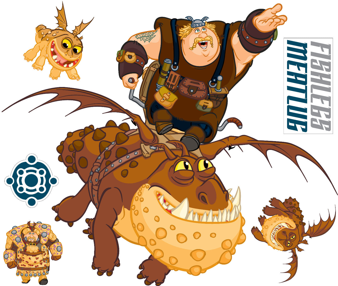 How To Train Your Dragon - Fishlegs & Meatlug Wall Sticker Set
