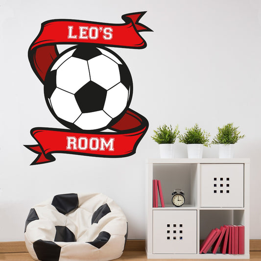Football Wall Sticker - Colour Banner on Ball Personalised Name