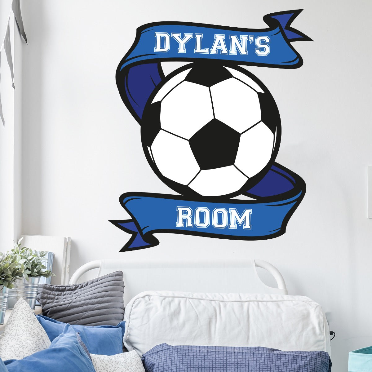 Football Wall Sticker - Colour Banner on Ball Personalised Name