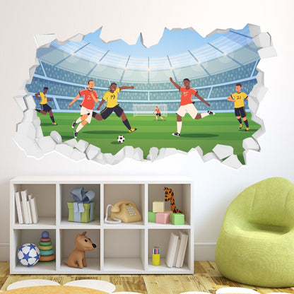Football Wall Sticker - Football Game Cartoon Illustration Broken Wall
