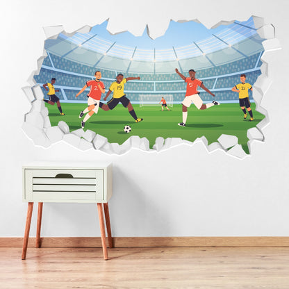 Football Wall Sticker - Football Game Cartoon Illustration Broken Wall