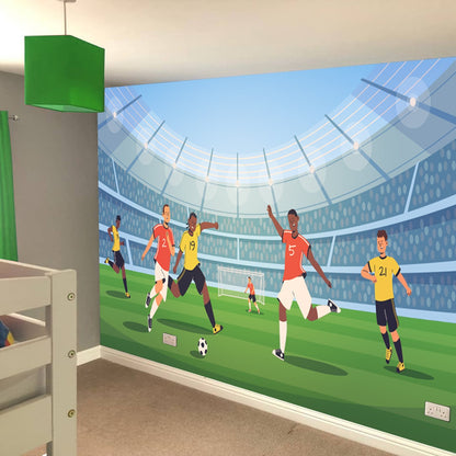 Football Wall Mural - Football Game Cartoon Illustration Full Wall Mural