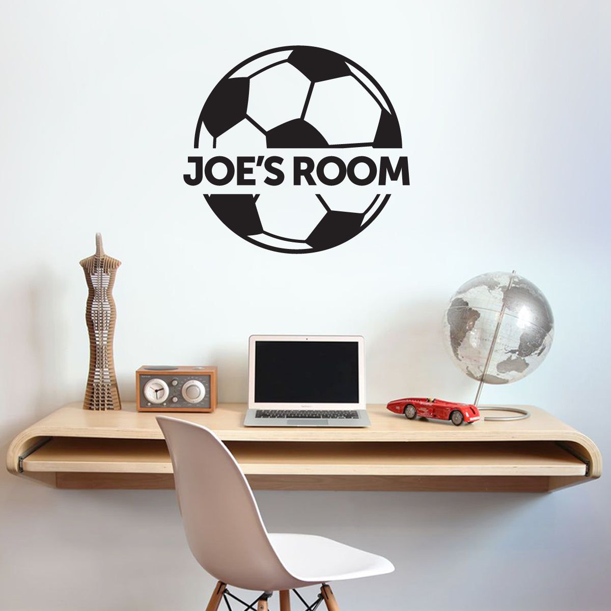 Black Football Design & Name Wall Sticker
