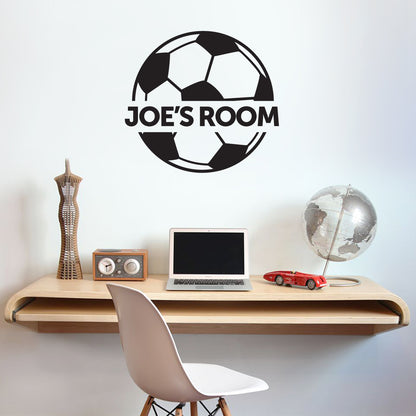 Black Football Design & Name Wall Sticker