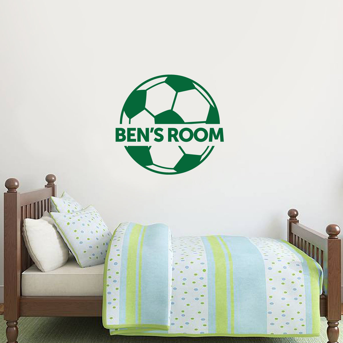 Green Football Design & Name Wall Sticker