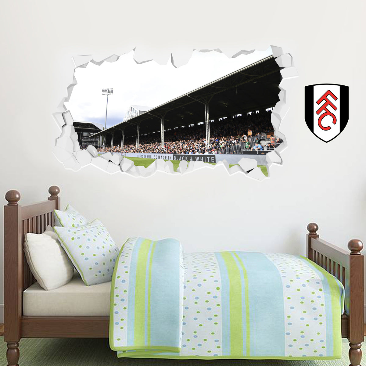 Fulham Stadium Smashed Wall Mural Crest Wall Sticker