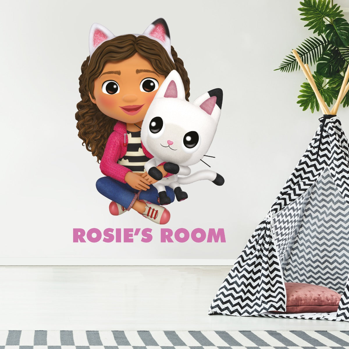 Gabby's Dollhouse Wall Sticker - Gabby and Pandy Sat Down Personalised Name