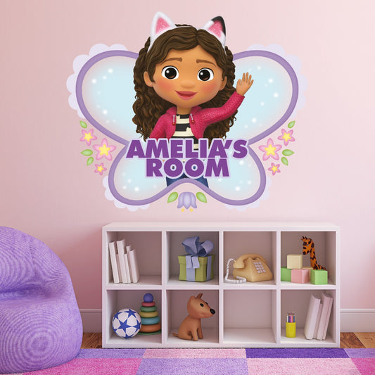 Gabby's Dollhouse Wall Sticker - Gabby Personalised Name Butterfly