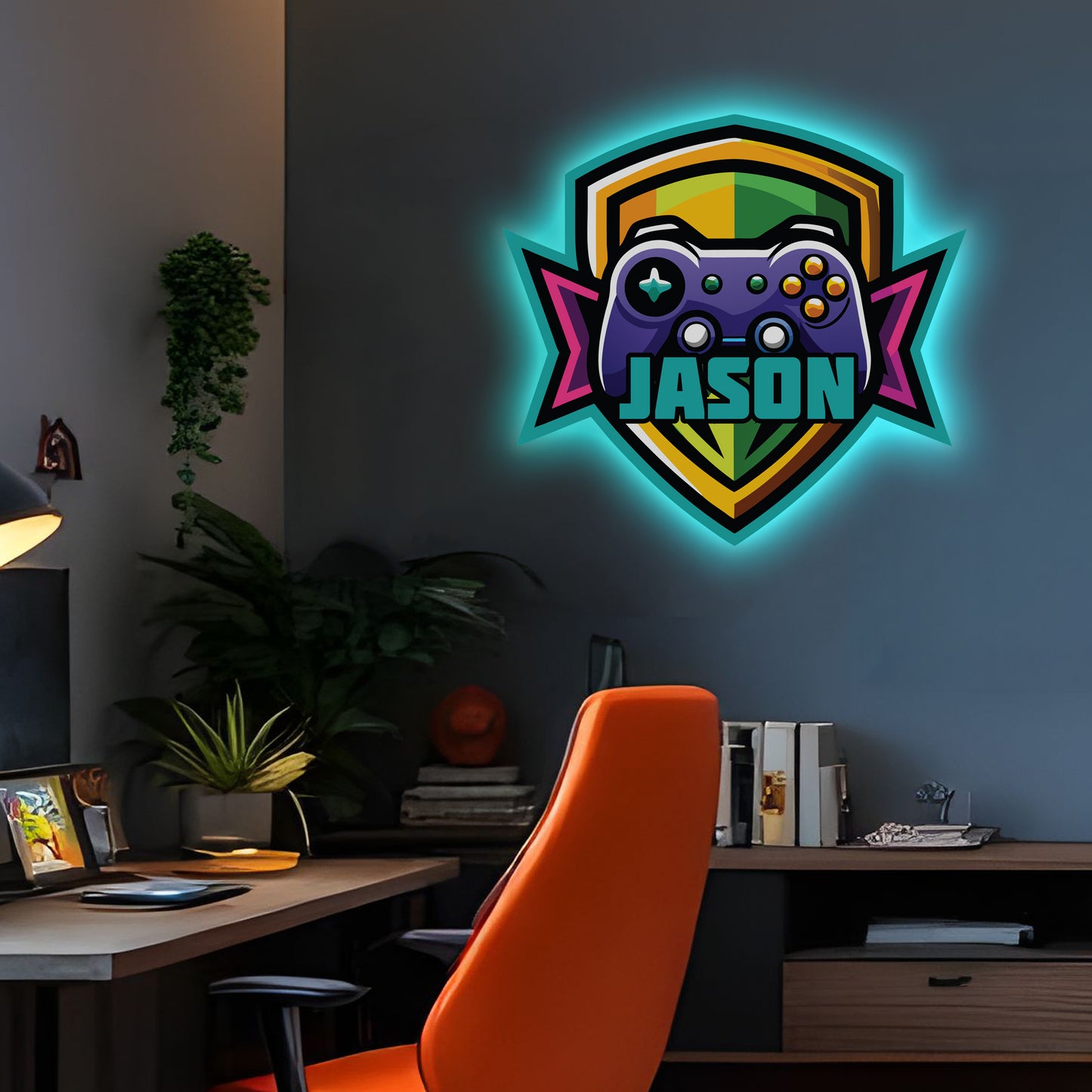 Gaming Controller Shield Personalised LED Backlit Wallpop