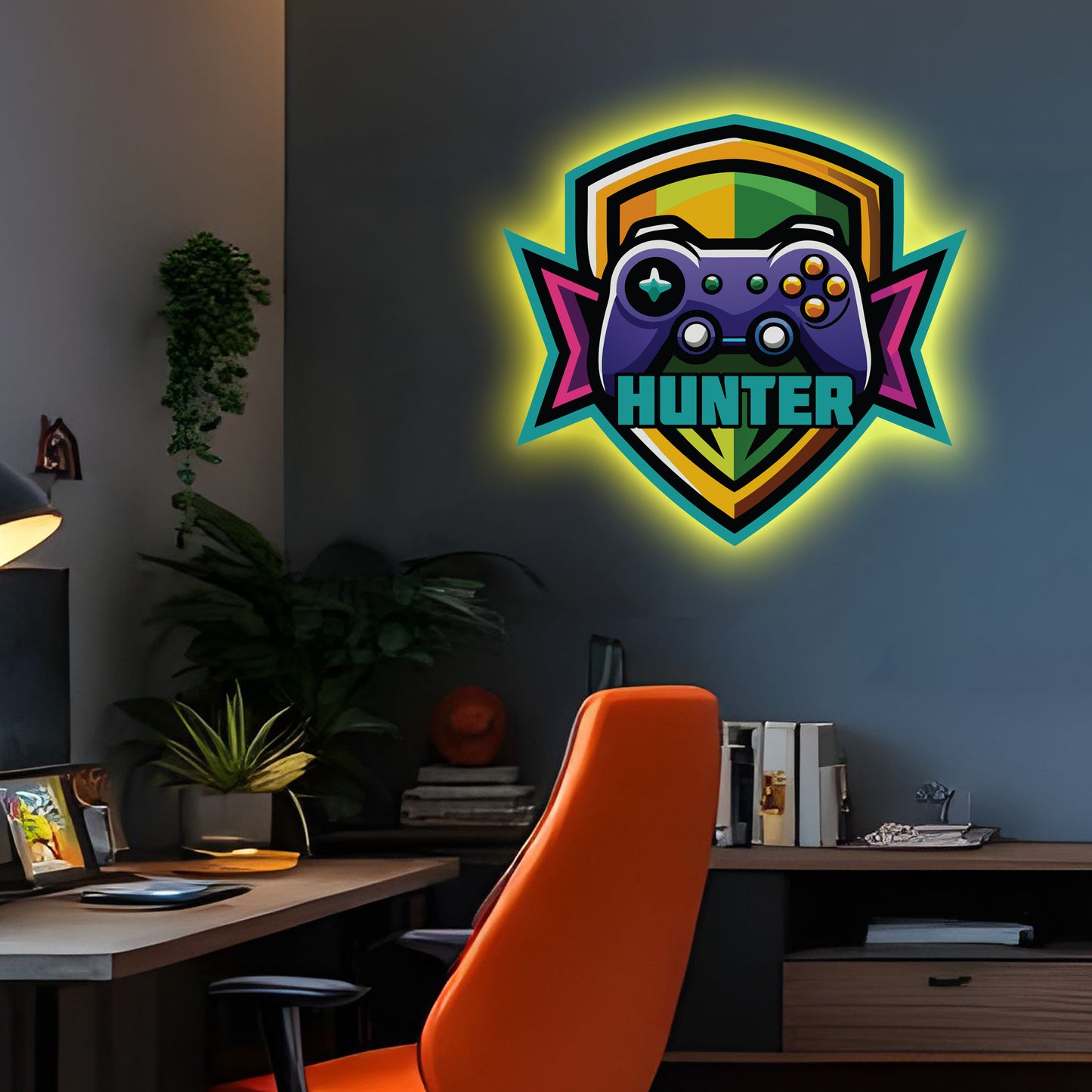 Gaming Controller Shield Personalised LED Backlit Wallpop