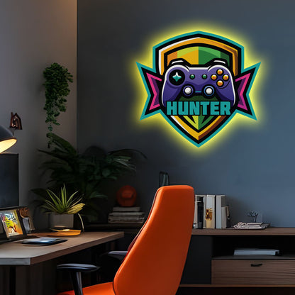 Gaming Controller Shield Personalised LED Backlit Wallpop