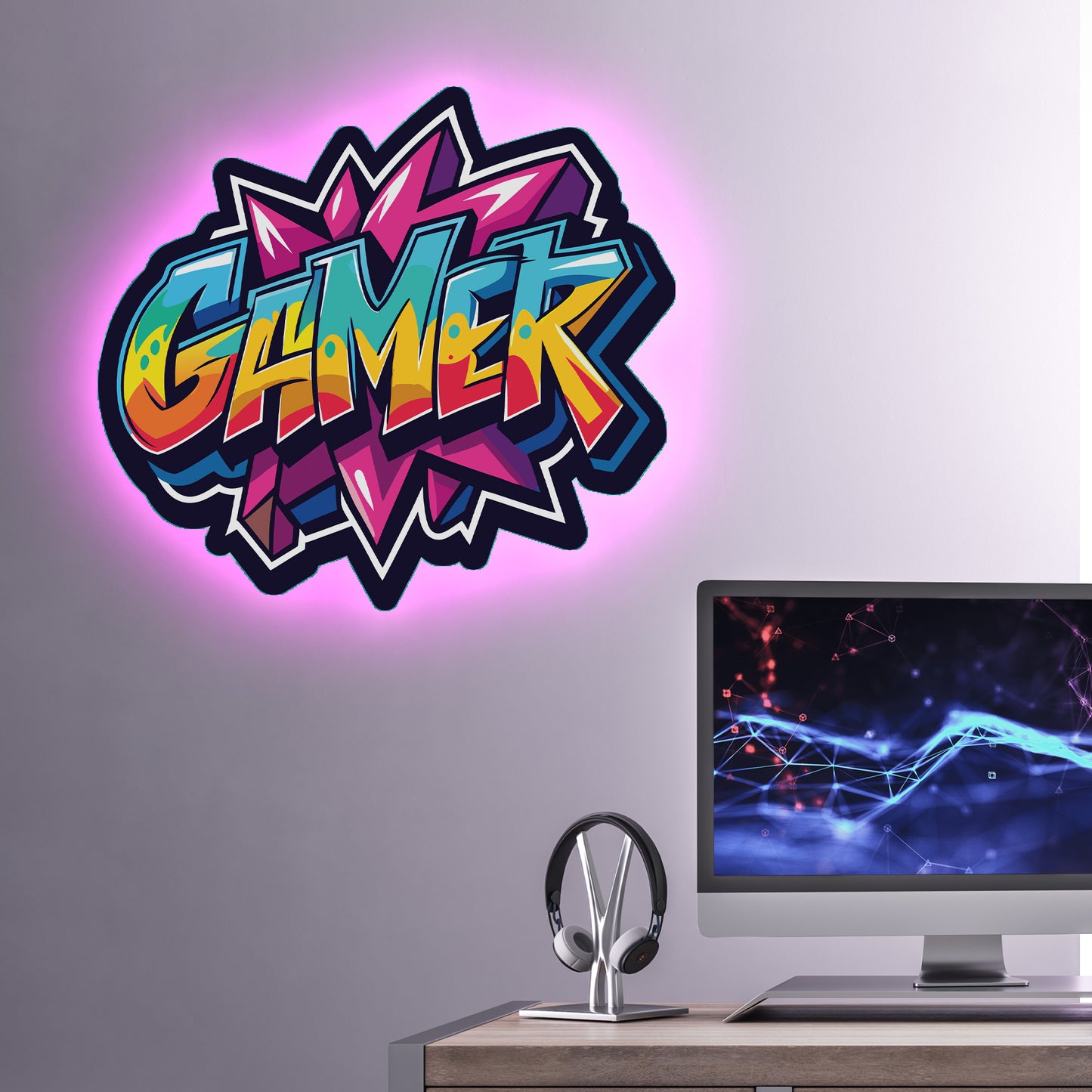 Gamer Graffiti LED Backlit Wallpop