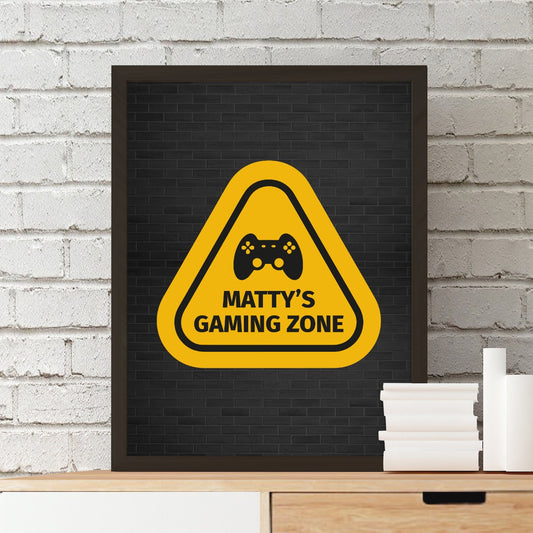 Personalised Name Gaming Warning Sign Print