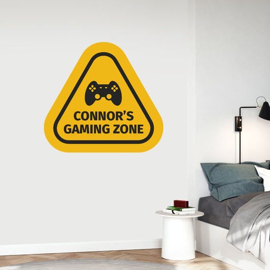 Personalised Name Gaming Warning Sign Wall Sticker