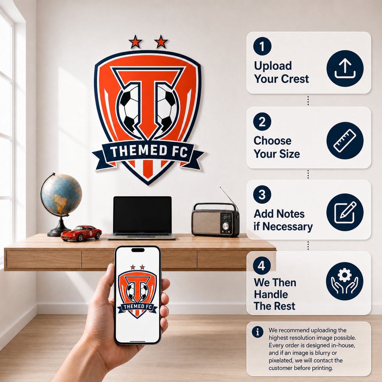 Custom Printed Club Badge Logo Wall Sticker - Personalised Football/Sports Decal